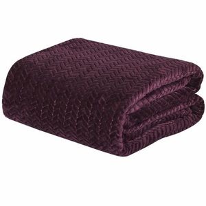 Sheradian Chevron Jacquard Braided Blanket Plum Purple King NEW Soft Breathable